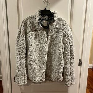 Thread & Supply Soft Gray Teddy Jacket Size M